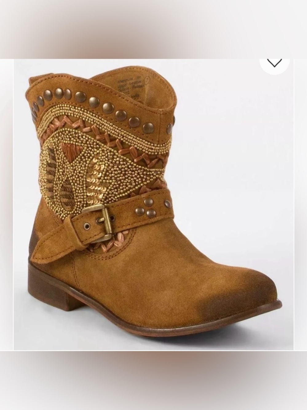 Naughty Monkey Tan Leather Frindge Ankle Boots Sz 9 Boho Western Buckle Straps